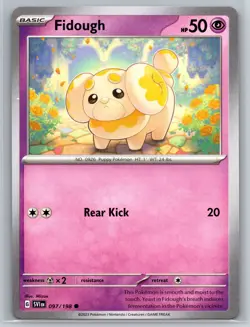 Fidough 097/198 Scarlet Violet Pokemon Card Psychic Type Basic Rear Kick - Image 1