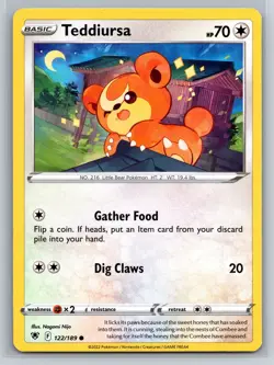 Teddiursa 122/189 Astral Radiance Pokemon TCG Colorless Little Bear Basic Card - Image 1
