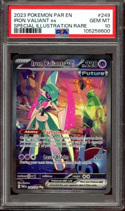 PSA 10 GEM MINT Iron Valiant ex 249/182 SIR Paradox Rift Pokemon 2023 - Image 1