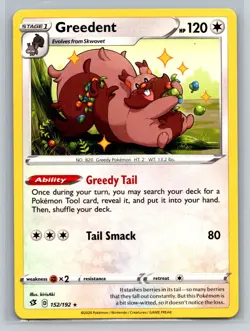 Pokemon Greedent 152/192 Regular Rare 2020 - Image 1