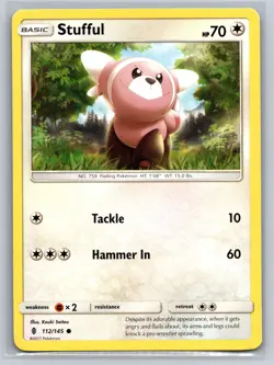 Stufful 112/145 Guardians Rising Colorless Basic Pokemon TCG Collectible - Image 1