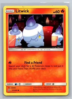 Litwick 27/236 Cosmic Eclipse Common Fire Basic Candle Pokemon TCG 2019 - Image 1