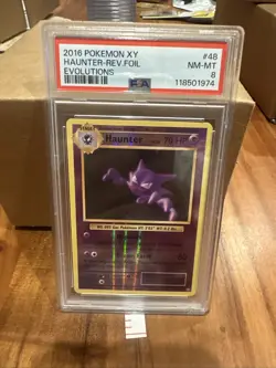 2016 POKEMON XY EVOLUTIONS #48 HAUNTER-REVERSE FOIL PSA 8 - Image 1