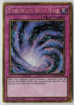 Yugioh Time-Space Trap Hole PGL3-EN039 1st Edition Gold Secret Rare NM - Image 1
