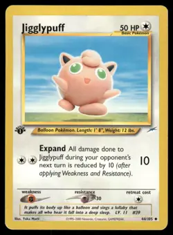 Pokemon Cards Jigglypuff 44/105 1st Edition Neo Destiny WOTC Uncommon MP - Image 1
