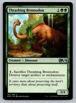 Thrashing Brontodon Magic the Gathering Core Set 2020 M20 MTG Card FREE SHIP ! - Image 1