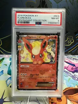 2016 POKEMON XY GENERATIONS RADIANT COLL #RC6 FLAREON EX PSA 8 - Image 1