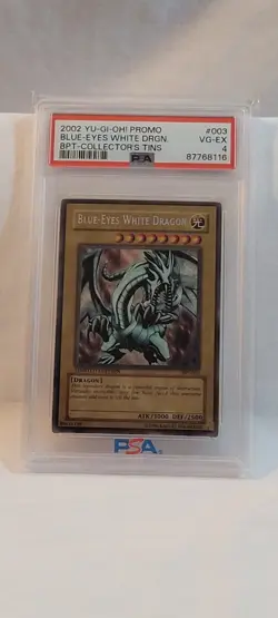 2002 YU-GI-OH! PROMO BPT-COLLECTOR'S TINS CT1-003 BLUE-EYES WHITE DRAGON PSA 4 - Image 1