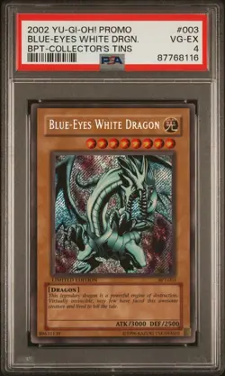 2002 YU-GI-OH! PROMO BPT-COLLECTOR'S TINS CT1-003 BLUE-EYES WHITE DRAGON PSA 4 - Image 3