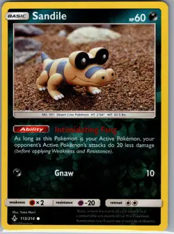 Sandile 113/214 Reverse Holo SM - Unbroken Bonds - Pokemon Card - NM - Image 1