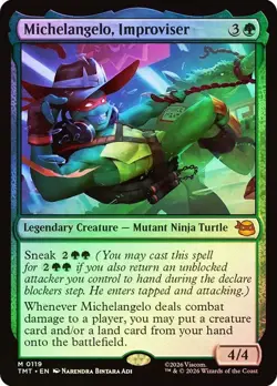 Michelangelo, Improviser Foil Teenage Mutant Ninja Turtles NM MTG - Image 1