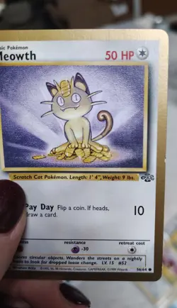 Pokemon Meowth 56/64 Jungle 1999 Fruit Rollups Promo Gold Border - Image 3