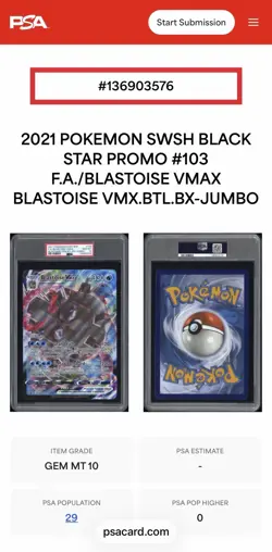 PSA 10 SEQUENTIAL # -2021 POKEMON BATTLE BOX VENASAUR & BLASTOISE VMAX 103 JUMBO - Image 4