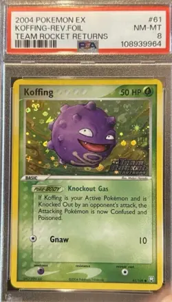 2004 Pokemon EX Team Rocket Returns Koffing Reverse Foil 61/109 PSA 8 NM-MT - Image 3