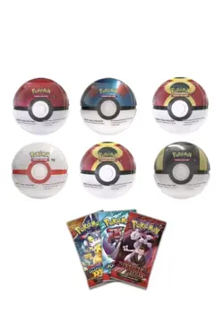 6 x Pokemon TCG Pokeball Tins - 18 Booster Packs Factory Sealed Costco Confirmed - Image 1