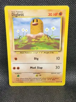Pokemon Diglett Base Set Energy Misprint Error 47/102 Played Condition - Image 1