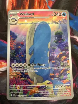 Wailord 162/159 SV09 Illustration Rare Full Art 240 HP Hydro Pump Pokemon TCG - Image 1