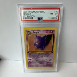 Pokemon Gengar 1st Edition Fossil Rare PSA 8 Regular 20/62 HP 80 TCG Card - Image 1