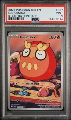 2025 POKEMON BLK EN-BLACK BOLT ILLUSTRATION RARE #097 DARUMAKA PSA 9 - Image 1