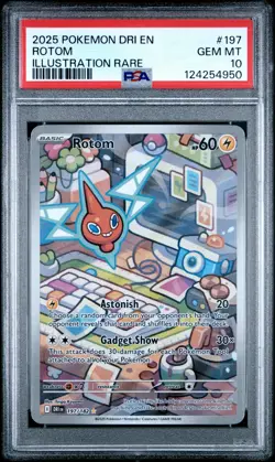 2025 POKEMON DRI EN-DESTINED RIVALS ILLUSTRATION RARE #197 ROTOM PSA 10 - Image 1