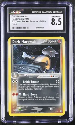 CGC 8.5 Dark Marowak 2004 EX Team Rocket Returns 7/109 Holo Pokemon Card - Image 1