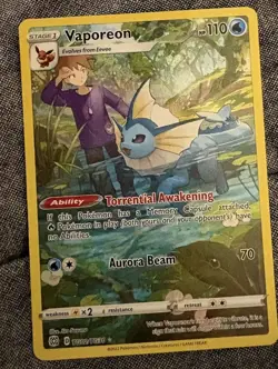 Pokemon TCG Vaporeon Brilliant Stars Full Art Ultra Rare Holo Card TG02/TG30 - Image 1