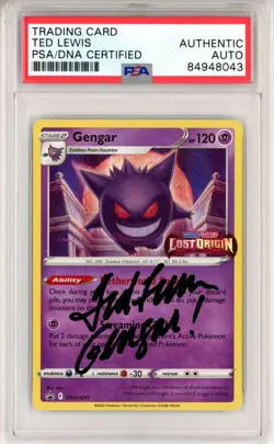 PSA Signed Ted Lewis Gengar SWSH241 Holographic Stamped Black Star Promo Pokemon - Image 1