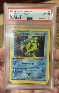 Pokemon Gyarados 006/102 Base Set Shadowless 1st Edition Holo PSA 8 - Image 1