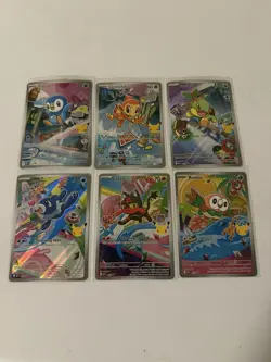 Pokemon First Partner Illustration Piplup Chimchar Turtwig Popplio Litten Rowlet - Image 1