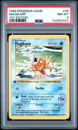 1999 POKEMON BASE SET 1ST EDITION #35 MAGIKARP PSA 8 - Image 1