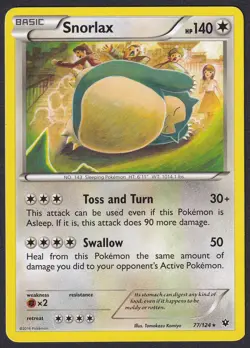 Pokemon Snorlax 77/124 Non-Holo Rare Fates Collide Tomokazu Komiya - Image 1