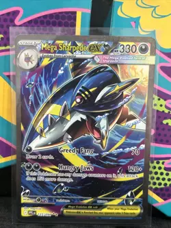 Mega Sharpedo ex 127/094 Special Illustration Rare Phantasmal Flames Pokemon NM - Image 2