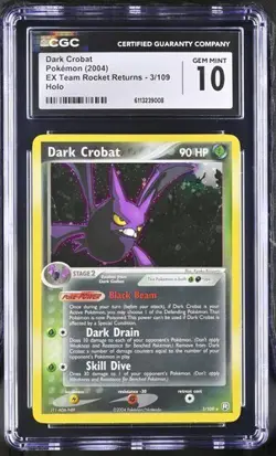 CGC 10 Pokemon English Dark Crobat 3/109 2004 EX Team Rocket Returns Rare Holo - Image 1
