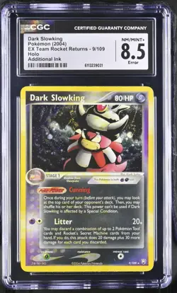 CGC 8.5 Pokemon Dark Slowking 9/109 2004 EX Team Rocket Returns Rare Holo Error - Image 1