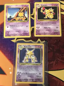 Pokemon Base Set Abra Kadabra Alakazam Holo Vintage WOTC Lot LP Free Shipping NM - Image 1