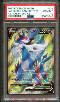 Pokemon Astral Radiance Hisuian Samurott V 176 PSA 10 - Image 1