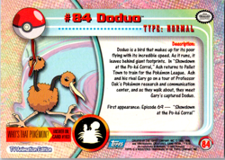 Topps TV Animation Doduo #84 Pokemon Blue Logo LP - Image 2