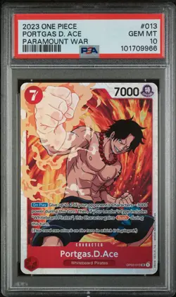 One Piece Portgas.D.Ace OP02-013 SR Paramount War English PSA 10 - Image 2