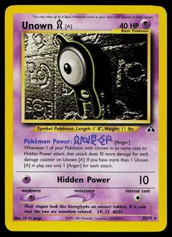 Pokemon Card - Unown [A] Neo Discovery 33/75 Rare - Image 1