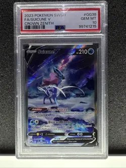 2023 POKEMON SWORD & SHIELD CROWN ZENITH #GG38 FULL ART/SUICUNE V PSA 10 - Image 1