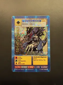 Bandai MetalGreymon Bo-01 Digimon Prism Sticker Card 1st Edition Holo Vintage - Image 1