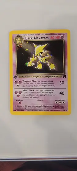 Pokemon Dark Alakazam TCG 1st Edition Holo Rare Card 1/82 NM In Sleeve - Image 3