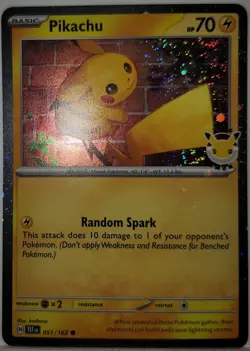 Pikachu 051/162 Cosmos Holo Bleed With Swirls 🌀 Rare Pokemon Day 2026 Stamped - Image 1