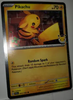 Pikachu 051/162 Cosmos Holo Bleed With Swirls 🌀 Rare Pokemon Day 2026 Stamped - Image 3