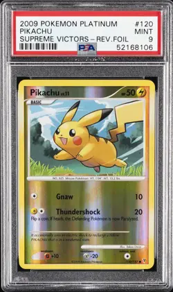 2009 POKEMON PLATINUM SUPREME VICTORS #120 PIKACHU-REVERSE FOIL PSA 9 - Image 1