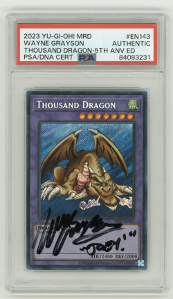PSA Signed Wayne Grayson Yu-Gi-Oh! Thousand Dragon Metal Raiders MRD-E143 25th - Image 1