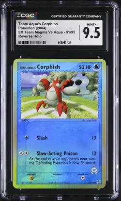 CGC 9.5 Team Aqua's Corphish Team Magma Vs Aqua 51/95 Reverse Holo Pokemon Card - Image 1