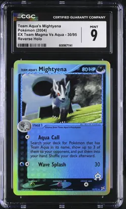 CGC 9 Team Aqua's Mightyena Team Magma Vs Aqua 30/95 Reverse Holo Pokemon Card - Image 1