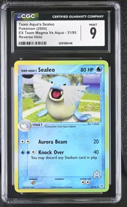 CGC 9 Team Aqua's Sealeo EX Team Magma Vs Aqua 31/95 Reverse Holo Pokemon Card - Image 1