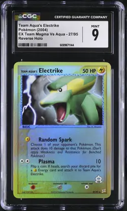 CGC 9 Team Aqua's Electrike Team Magma Vs Aqua 27/95 Reverse Holo Pokemon Card - Image 1